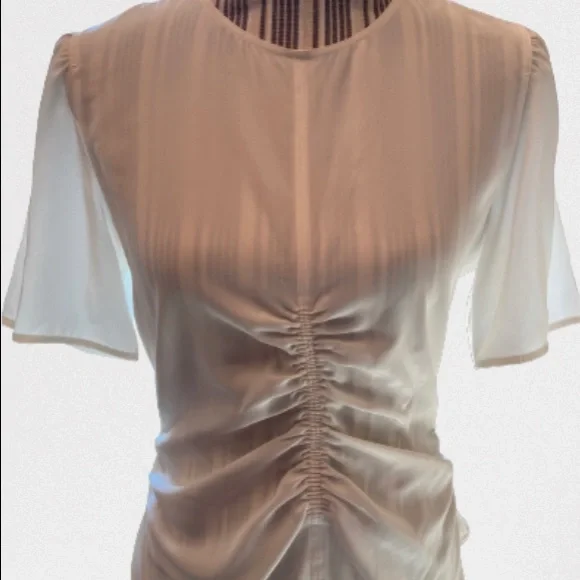 Rag & Bone Runched Ruffle Off White Blouse size 6 - Picture 5 of 16